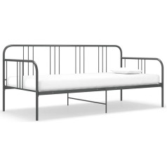 Rantry Sofa Bed Frame Metal Bed Day Bed Guest Bed Sofa Bed Single Bed Sofa Bed Frame Sofa Couch for Living Room Grey Metal 90 x 200 cm