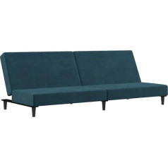 Vidaxl Sofa Bed 2-Seater Sofa with Wooden Frame, Sofa Bed for Living Room, Home Cinema, Office, Couch Sofa Bed, Day Bed, Guest Bed, Blue Velvet