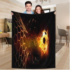 Ririx Flaming Sports Fußball-Überwurfdecke, Sport-Fußballdecke, für Bett, Couch, Sofa, Stuhl, Camping und Reisen, leichte Decke, groß (203 x 152 cm)