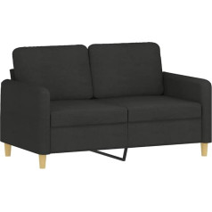 Vidaxl Sofa 2-vietė, poilsio sofa sofa su porankiais ir atlošais, svetainės sofos dizainas, sofos metalinis rėmas, sėdimieji baldai dviviečiai, juodas audinys