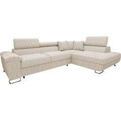 Mirjan24 Cotere Corduroy Corner Sofa, Sofa Couch with Sleep Function and Bed Box, L Sofa, Choice of Colours, Living Landscape from Manufacturer (Poso 100, Side: Right)