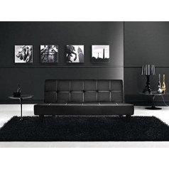 Bagno Italia Relax Folding Sofa Bed 180 x 97 x 36 cm Faux Leather Black 3 Seats with Tilt Stable System