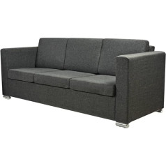 Vidaxl 3-vietė sofa Minkšta sofa Lounge Sofa Couch Seat Baldai Audinys Tamsiai pilka