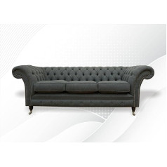 Jvmoebel Chesterfield 3 Seater Design Couchen Upholstery Sofas Grey Textile Classic Furniture