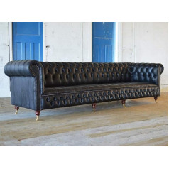 Jvmoebel Chesterfield XXL Big Sofa Couch 480 cm Cushion Sofas 5 Seater Leather Textile #287