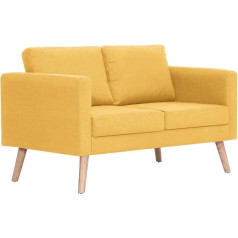 Vidaxl Sofa 2-Seater with Back Cushion Seat Cushion Two Seater Upholstered Sofa Lounge Sofa Lounge Fabric Sofa Seating Furniture Living Room Fabric Wooden Frame Yellow