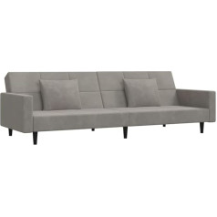 Vidaxl Sofa lova 2 vietos, sofa lova su 2 pagalvėlėmis, svečių lova su mediniu rėmu, sofa lova dieninė sofa sofa išskleidžiama, šviesiai pilkas aksomas