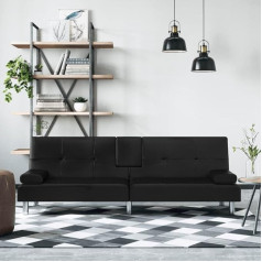 Lapooh Sofa lova su gėrimų laikikliais Juoda dirbtinės odos sofa su miego funkcija, Sofa lova, Sofa lova, Sofa lova, Sofa lova, Sofa lova, Sofa lova, Sofa lova, Gyvenimo sofa, Svetainė Svetainė