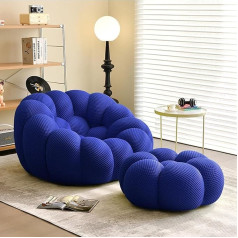 Yaxansih Single Tier Armless Sofa with Backrest, Modern Bubbly Lazy Bean Bag Couch with Footstool, Extremely Comfortable 1 Seater Sofa Chair by Fireplace for Living Room, Bedroom, Office