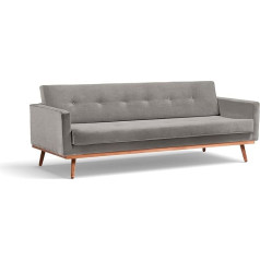 Scandicsofa Klematisar Sofa with Sleep Function 215 cm - Three Seater on Wooden Legs - Extendable Couch for Living Room - Scandinavian Style - Stitching on Backrest