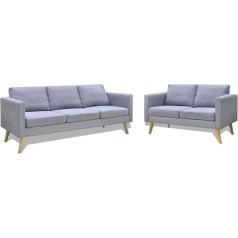 GuyAna Sofa Set 2-Seater and 3-Seater Fabric Light Grey Sofa Couch Double Sofa Relax Sofa Upholstered Sofa Modern Lounge Sofa Living Room Sofa for Living Room Reception Office