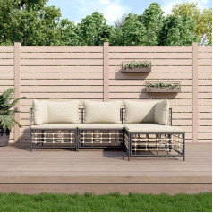 Whopbxgad Living Room Furniture Sets,Couch Sets for Living Room,Sofa Bed,4-TLG. Garten-Lounge-Set mit Kissen Anthrazit Poly Rattanmodular Sofa,modular Couch,Outdoor Patio Furniture,