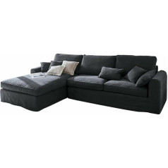 Loberon ® Seaford Sofa 90/330/192 cm Deep Dark Grey