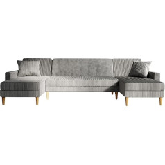 Grekpol Corner Sofa Purple U Poso Sofa Couch with Sleep Function (Poso 110 Light Grey)