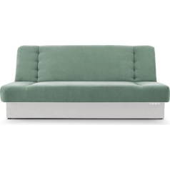 E-Meubles Cyprus Sofa with Sleep Function and Bed Box, Tilting Sofa, Folding Sofa Bed, Clic-Clack Couch for Living Room, Spring Core Sofa Set, Upholstered Sofa, 92 x 192 x 85 cm, Cyprus (Mint + White - Soro 34