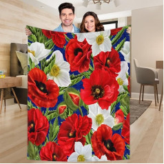 Ririx Одеяло Poppy Leaves Throw Blanket для кровати, дивана, кресла, кемпинга и путешествий, легкое одеяло, большое (80