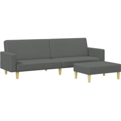 Vidaxl 2 vietų sofa-lova su pakojais, sofa-lova su reguliuojamais atlošais, dienos lova svetainėje, sofa, moderni, tamsiai pilkas audinys