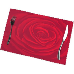 Bangha Komplekts no 6 Rose Flower Bloom Red Mīlestība Placemats uz ēdamgalda vietas paklājiņu virtuves piederumu Cup Wine Mat Placemat Wipeable (krāsa: balta 1, izmērs: viens izmērs)