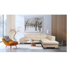 Quattro Meble London II Modern Real Leather Corner Sofa with Headrests and Sleep Function, Real Leather Corner Couch, Many More Colours (275 x 200 cm Corner Right)