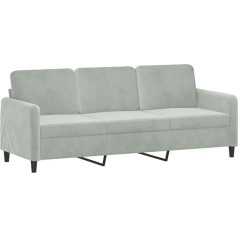 vidaXL Sofa 3-vietė, poilsio sofa-lova su porankiais ir atlošo pagalvėlėmis, svetainės sofos dizainas, metalinis rėmas, sėdimieji baldai, trijų vietų, šviesiai pilkas aksomas