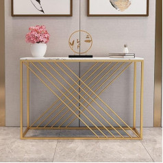 Modern Console Table for Entryway, Faux Marble Sofa Table, Furniture with Sturdy Metal Frame, Decorative Long Box, Hallway Table for Small Room (Color : White, Size : 100x30x80cm)