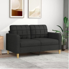 Junzai 2 vietų sofa Juoda 140 cm audinys Sofa Svetainė Jaunimo sofa Atsipalaiduoti sofos ir sofos Sofa miegamajam Jaunimo vaikų kambariui