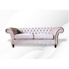 Jvmoebel Chesterfield 3 Seater Pink Fabric Living Room Design Couchen Upholstery Sofa Sofas