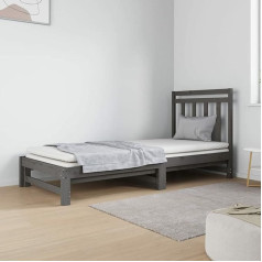 Homgoday Day Bed Extendable Sofa Bed Sofa Bed Day Bed Sofa Bed Guest Bed Sofa Couch Wooden Bed for Living Room Grey 2 x (90 x 190) cm Solid Pine Wood