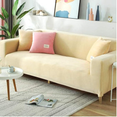 Sazdfy Stretch Soft Easy Fit Couch Cover Elastīgs biezs mēbeļu aizsargs Dīvāna pārvalki Velvet Slipcover Loveseat Krēsls Krēsls Bēšs 4 sēdvietas