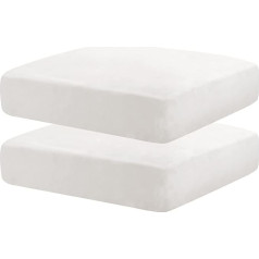 Maxijin Velvetas Stretch Cushion Covers Couch Cushion Covers Loveseat Sofa pagalvėlės apima vieną pagalvėlės su elastinga bazė (Pack of 2 Loveseat Cushion Covers, balta)