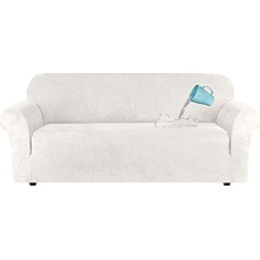 ‎Tiutiu TIUTIU High Stretch Velvet Plush Sofa Cover Ūdens izturīgs mēbeļu aizsargs Zamšādas dīvānu pārvalki 1-4 sēdvietu dīvāna aizsargs Elastīga auduma dīvāna aizsargs (Ivory, 4 sēdvietas: 90-114 collas)