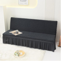 ‎Guyirt Vienkrāsains bez roku dīvāna gultas pārklājs Poliesters Spandekss Futon Slipcover ar elastīgu apakšdaļu un svārkiem Pretslīdes aizsardzība dīvānam bez roku balsta -Grey-