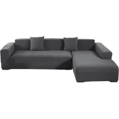 ‎Budstfee Budstfee Stretch Sofa Slipcover L formas dīvāna pārvalks, 190-230 cm sekcijas dīvāna pārvalks, vafeļu atpūtas dīvāna pārvalks, pretslīdošs dīvāns, gaiši pelēks