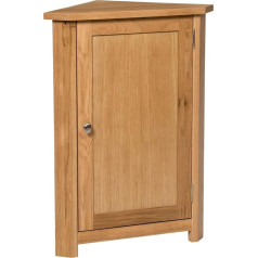 Hallowood Furniture Hallowood Waverly Compact Corner Cabinet in Light Oak Finish, Low Cabinet with Shelf, Solid Wood Unit (WAV-CUP784-B)