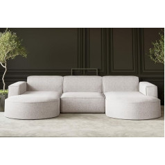 Kaiser Möbel Modena U Studio Modern Design Sofa U-Shape Couch U-Shape Sofa Set Couch Set Upholstered Corner Freestanding Neve Fabric Beige Width: 299 cm