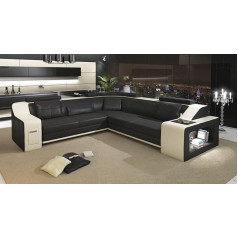 Bullhoff By Giovanni Capellini ECKCOUCH Berlin II Leather Corner Sofa Black / White