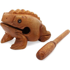 Aussel, Guiro wooden croaking frog with a hammer, musical instrument, sound block, fair trade percussion instrument