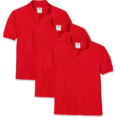 Fruit of the Loom Unisex Polo Shirt Short Sleeve, Pack of 3