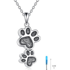 VONALA Dog Pet Ash Necklace Cross/Paws/Girls 925 Sterling Silver Memorial Ash Souvenir Cremation Jewellery Gift for Female Dog and Cat Lovers