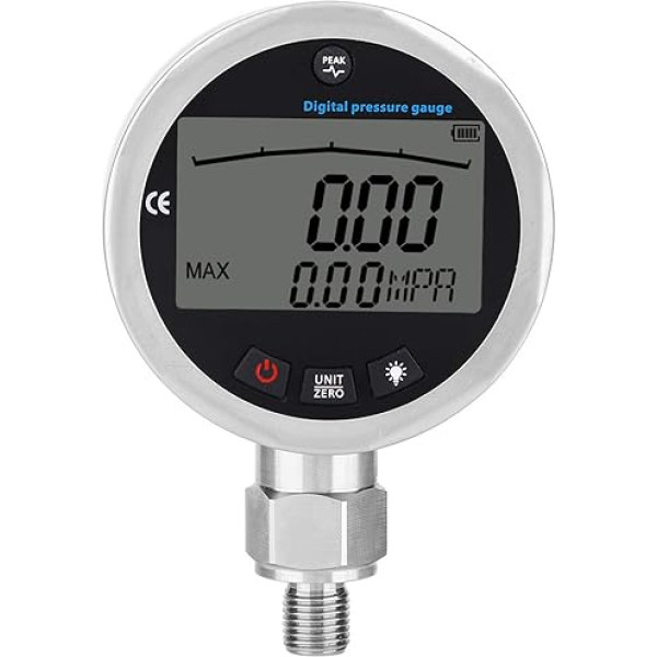 Digitālais spiediena mērītājs, Akozon augstas precizitātes hidrauliskais spiediena mērītājs 400 Bar 0-40 Mpa 10000 PSI ar G1/4 savienojumu degvielas gaisa eļļas plūsmai