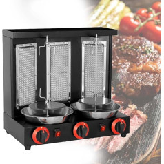 Gas-Döner-Kebab-Maschine Edelstahl Vertikaler Broiler,Dönergrill Tischgrill Bbq Grillofen,Automatisches Spinnen Rauchloser Grill Für Restaurant Wohnküche,B-Black