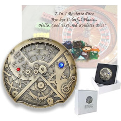 Clockwork Dice Metal Roulette Dungeons and Dragons kauliņu komplekts DND D&D SAGT, 7-in-1, apvieno D4, D6, D8, D10, D12, D20 un D% - viss vienā Dungeons and Dragons, galda RPG un kāršu galda spēlēm.