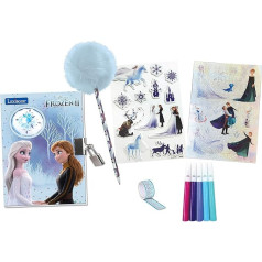 Lexibook SD30FZ Frozen 2 elektroniskā slepenā dienasgrāmata ar gaismas efektiem, atslēgām un atslēgu, uzlīmju lapiņām, pomponu pildspalvu, zila/violeta krāsa