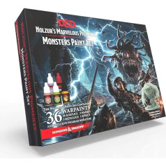 The Army Painter Dungeons and Dragons Nolzur's Marvelous Pigment Monster Paint Set, 36 akrila krāsas, 1 miniatūra gleznošanai, lomu spēlēm un galda karadarbiem, miniatūru modeļu krāsošanai