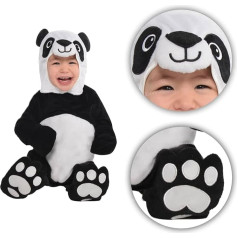 Zīdaiņi Precious Panda kostīms Fancy Dress Zoo dzīvnieku zīdaiņu mazulim melns balts Cuddly Soft Jumpsuit Cute Hood Piestiprināta kapuci