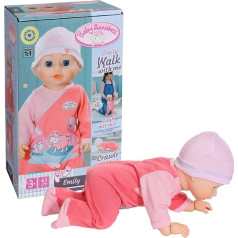 Baby Annabell, Zapf Creation 710623 Кукла, первая ходячая кукла, Эмили Беги с Миром 43 см, ползающая и ходячая кукла со звуковой функцией, розовый ромпер и ша