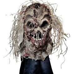 Prevessel Halloween biedējošs sejas pārsegs, Scareborn Scarecrow Full Head Adult Mask, Scary Scarecrow Headpiece, Halloween Fancy Dress, Cosplay Costume Props