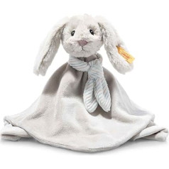 Steiff Cuddlly Blanket Rabbit Hoppie, mīlīga plīša rotaļlieta, zēniem, meitenēm un zīdaiņiem no 0 mēnešiem, mīksts plīša rotaļlieta 26 cm, gaiši pelēks, 242250