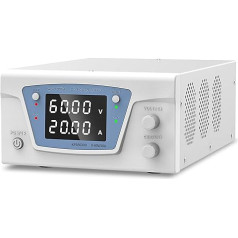 DC Switching Power Supply 0-60V/0-20A, Variable Regulated Power Supply, Laboratory Power Supply with OUTPUT Button, 4-Digit LED Digital Display with High Precision, Encoder Setting