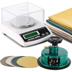 NEWTRY 1000g/0.01g GSM Electronic Scales Digital Laboratory Scales with an Adjustable Disc Sampler Cloth Cutter 100 cm2 from 0-2 mm for Textile, Fabric, Paper